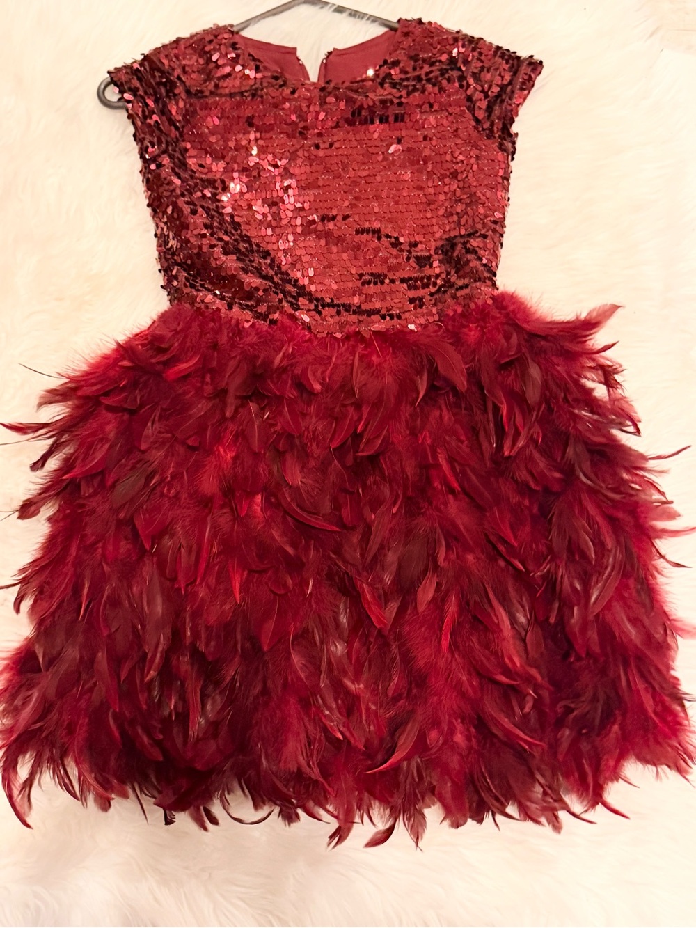 Chasing fireflies red sequence/feather kids dress size 10